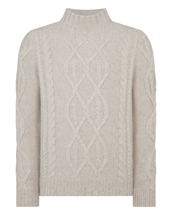 N.peal Men's Hero Cable Cashmere Sweater In Ash Grey Marl