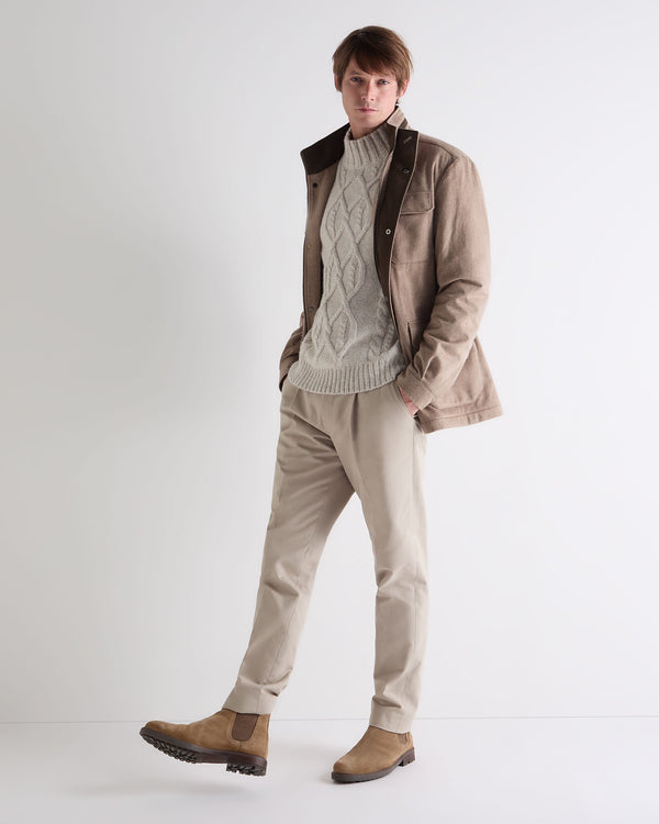 N.peal Men's Hero Cable Cashmere Sweater In Ash Grey Marl