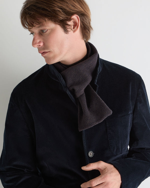 N.peal Men's Herringbone Cashmere Scarf In Chocolate Brown