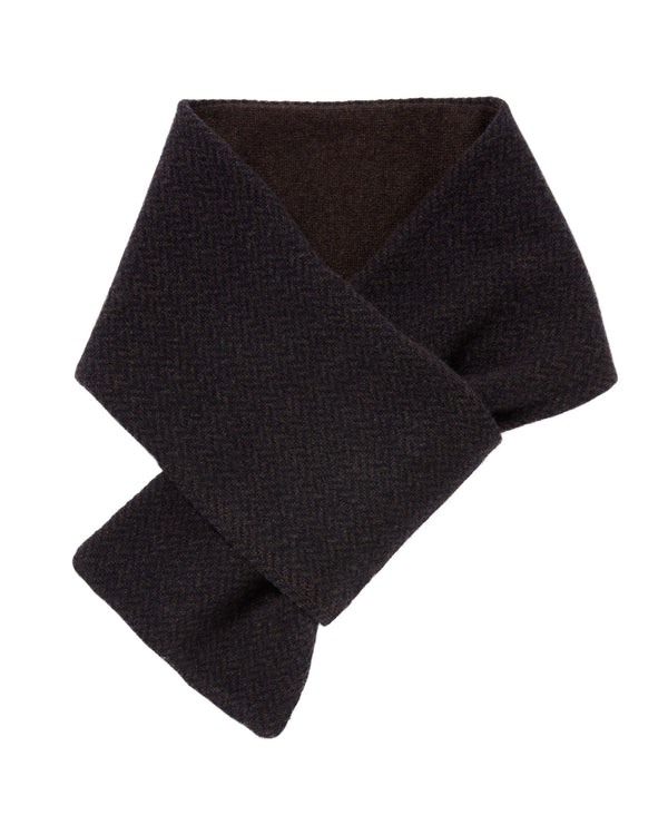 n.peal Men's Herringbone Cashmere Scarf In Chocolate Brown