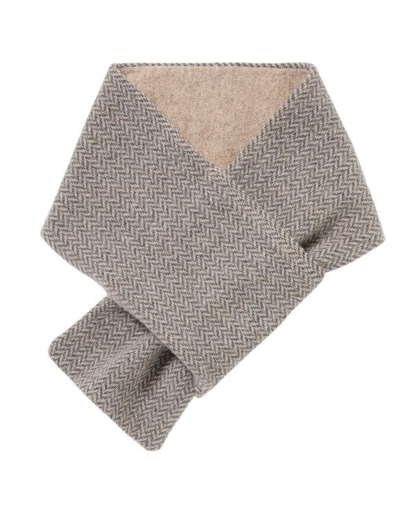 n.peal Men's Herringbone Cashmere Scarf In Oatmeal Brown