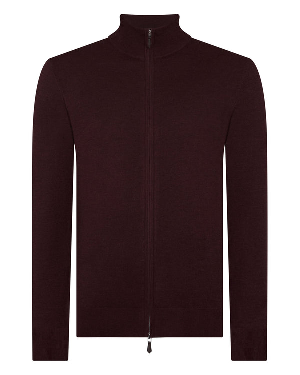 N.peal Men's Hyde Fine Gauge Cashmere Full Zip Sweater In Claret Red