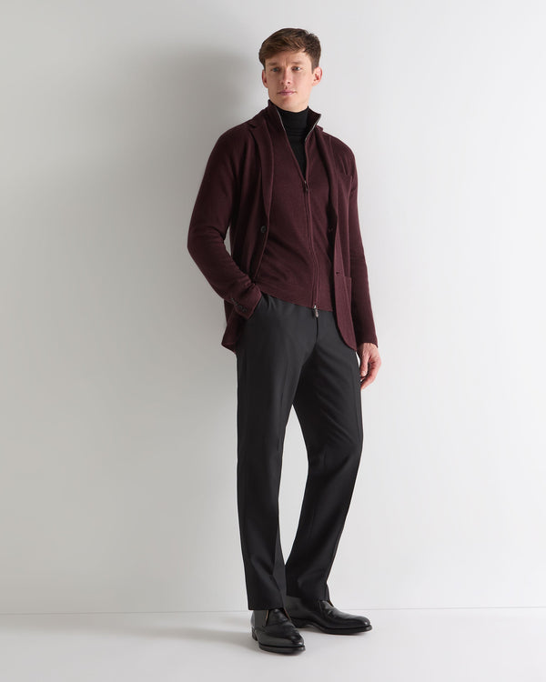 N.peal Men's Hyde Fine Gauge Cashmere Full Zip Sweater In Claret Red