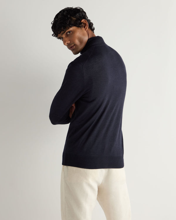 N.peal Men's Hyde Fine Gauge Cashmere Full Zip Sweater In Indigo Blue