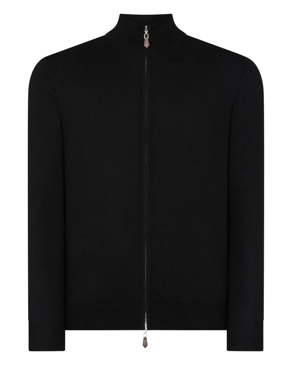 N.peal Men's Hyde Fine Gauge Cashmere Full Zip Sweater In Black