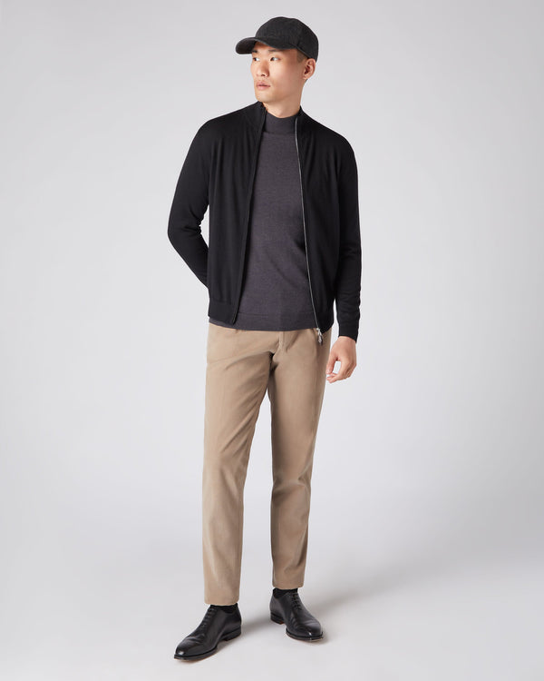 N.peal Men's Hyde Fine Gauge Cashmere Full Zip Sweater In Black