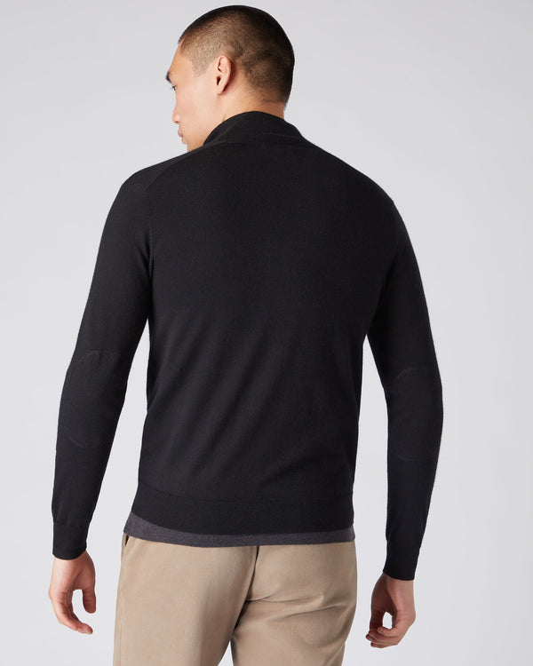 N.peal Men's Hyde Fine Gauge Cashmere Full Zip Sweater In Black