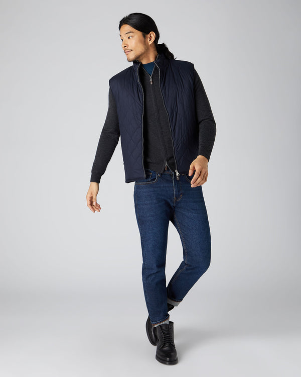 N.peal Men's Hyde Fine Gauge Cashmere Full Zip Sweater In Dark Charcoal Grey