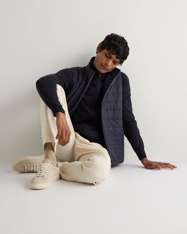 N.peal Men's Hyde Fine Gauge Cashmere Full Zip Sweater In Navy Blue