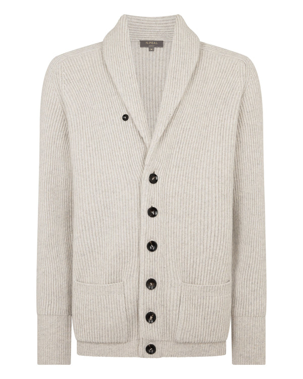 N.peal Men's Kensington Cashmere Cardigan In Ash Grey Marl