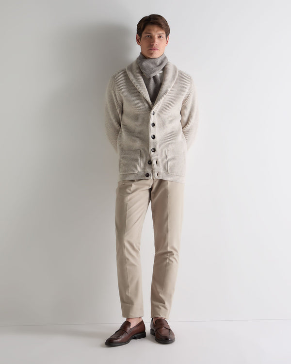 N.peal Men's Kensington Cashmere Cardigan In Ash Grey Marl