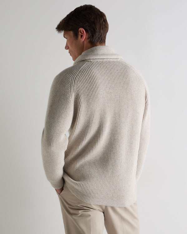 N.peal Men's Kensington Cashmere Cardigan In Ash Grey Marl
