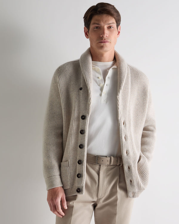 n.peal Men's Kensington Cashmere Cardigan In Ash Grey Marl