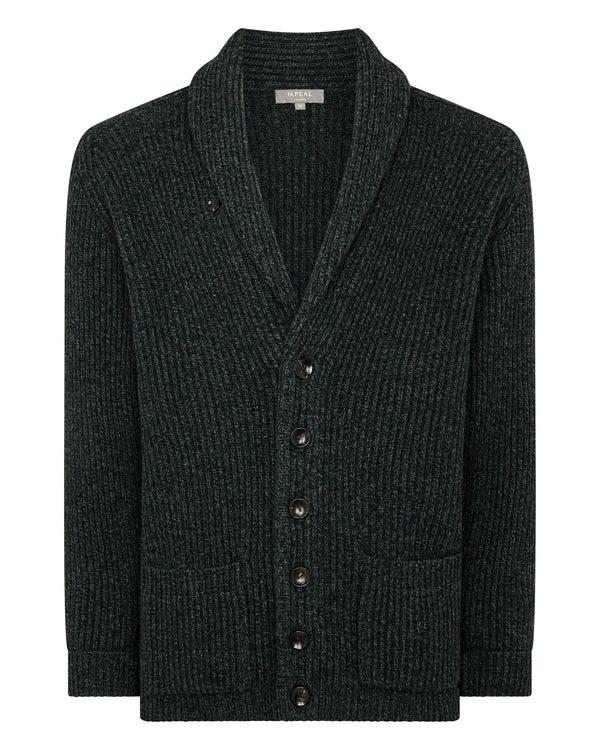 N.peal Men's Kensington Cashmere Cardigan In Green Melange