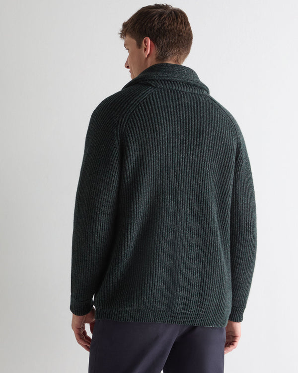 N.peal Men's Kensington Cashmere Cardigan In Green Melange