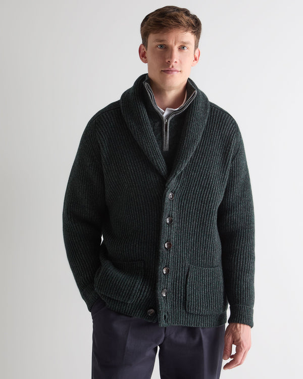 n.peal Men's Kensington Cashmere Cardigan In Green Melange