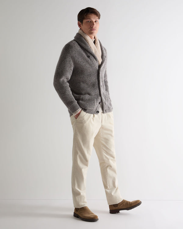 N.peal Men's Kensington Cashmere Cardigan In Soft Truffle Brown Marl