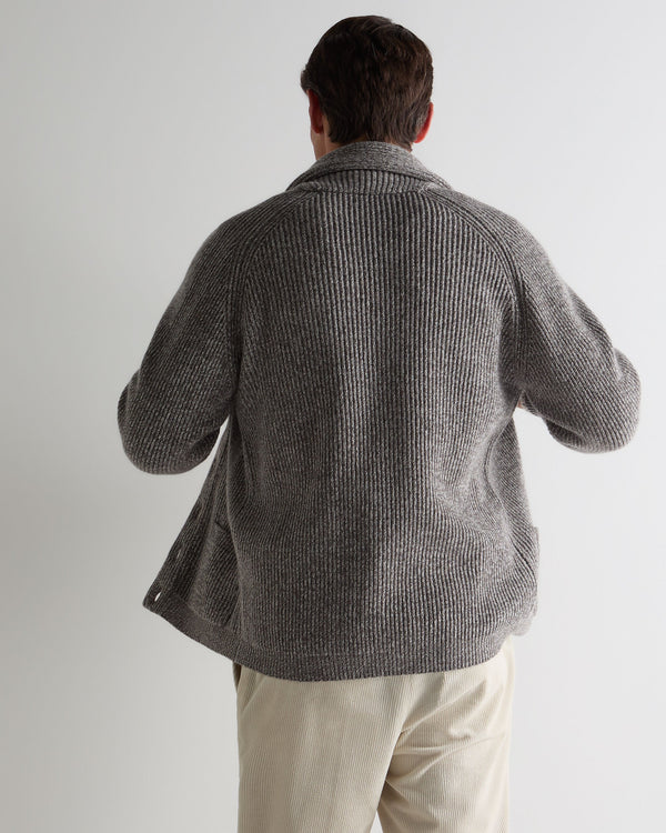 N.peal Men's Kensington Cashmere Cardigan In Soft Truffle Brown Marl