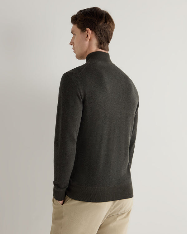 N.peal Men's Knightsbridge Full Zip Cashmere Sweater In Arabica Khaki Green