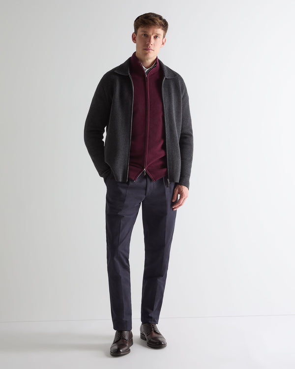 N.peal Men's Knightsbridge Full Zip Cashmere Sweater In Bordeaux Red