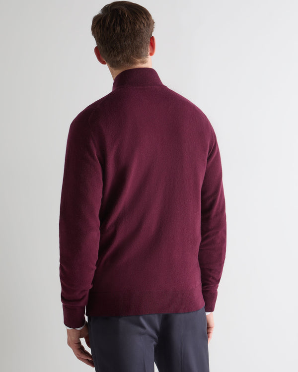 N.peal Men's Knightsbridge Full Zip Cashmere Sweater In Bordeaux Red