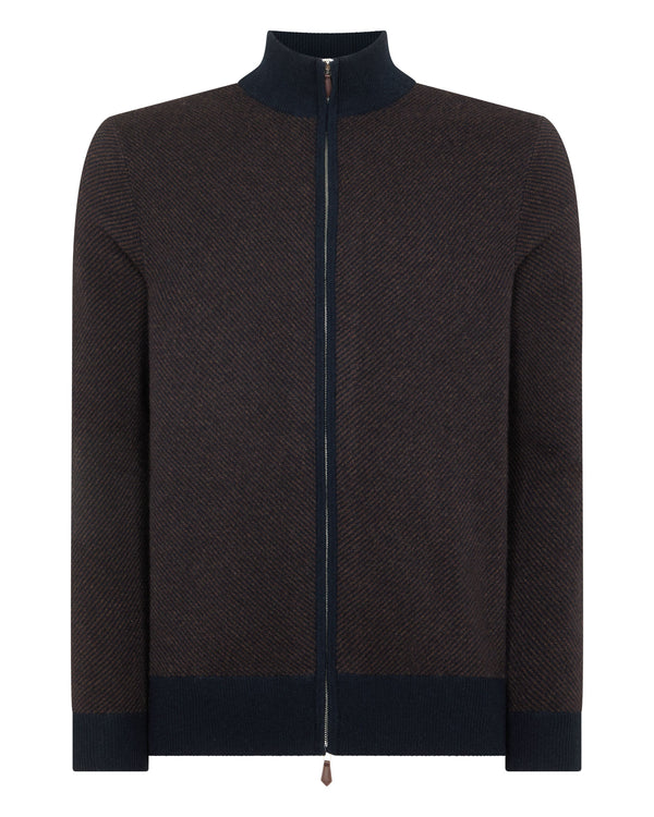 N.peal Men's Knightsbridge Full Zip Cashmere Sweater In Chocolate Brown
