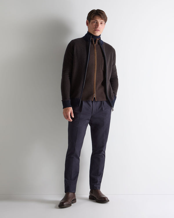 N.peal Men's Knightsbridge Full Zip Cashmere Sweater In Chocolate Brown