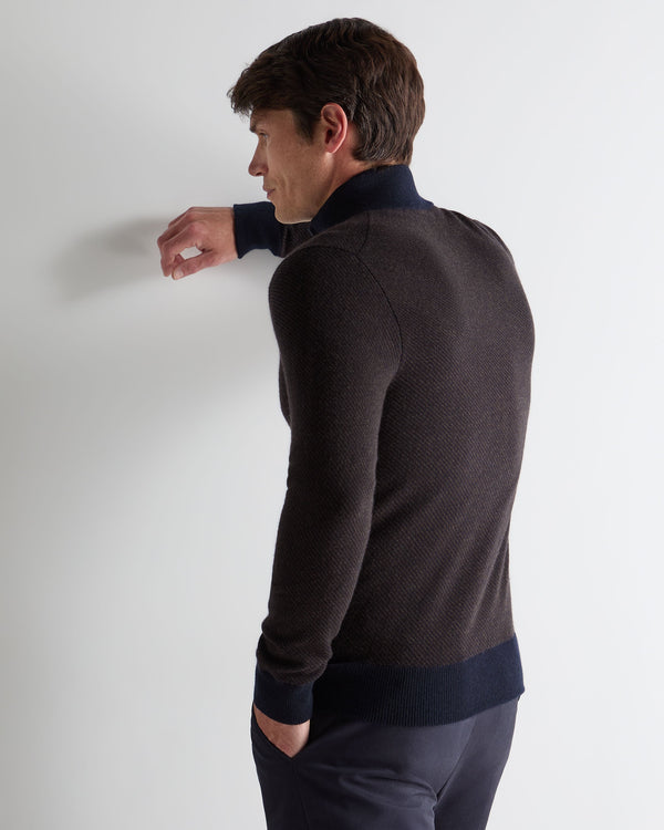 N.peal Men's Knightsbridge Full Zip Cashmere Sweater In Chocolate Brown