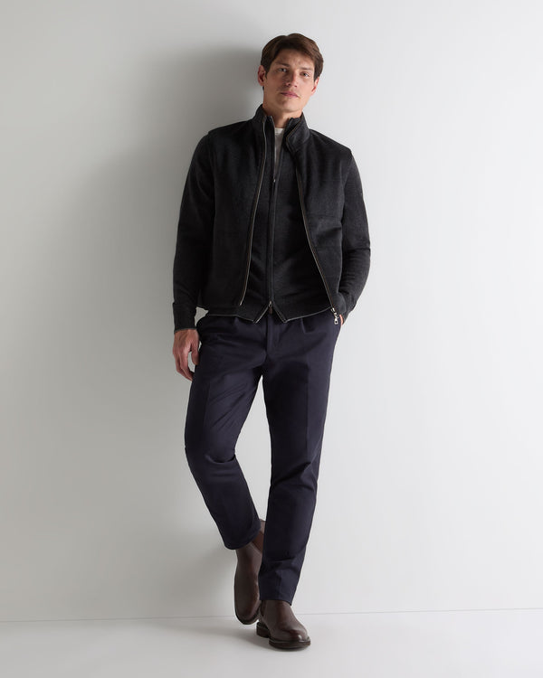 N.peal Men's Knightsbridge Full Zip Cashmere Sweater In Deep Charcoal Grey