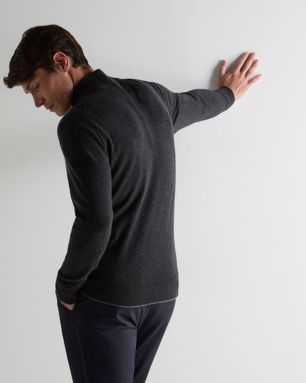 N.peal Men's Knightsbridge Full Zip Cashmere Sweater In Deep Charcoal Grey