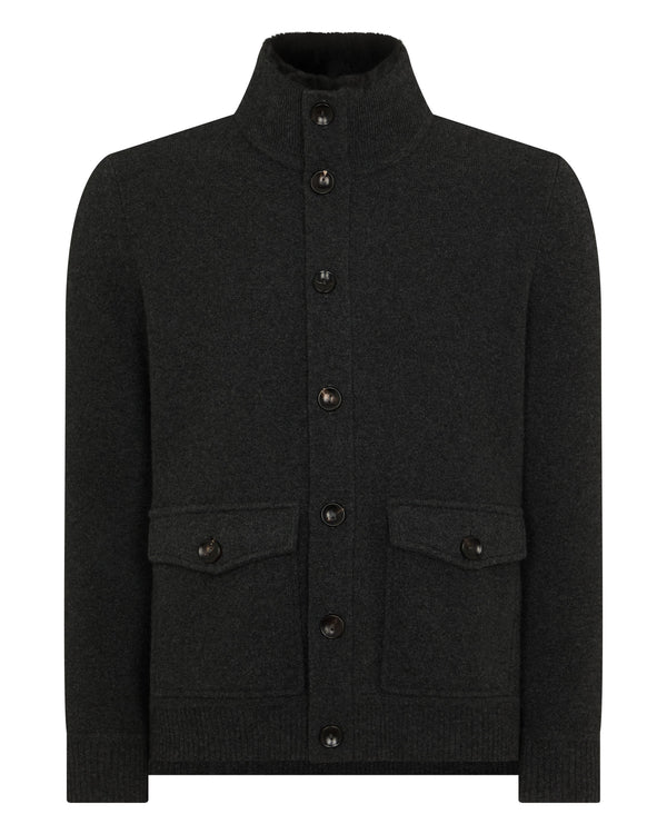 N.peal Men's Knitted Cashmere Jacket In Deep Charcoal Grey
