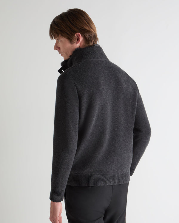 N.peal Men's Knitted Cashmere Jacket In Deep Charcoal Grey