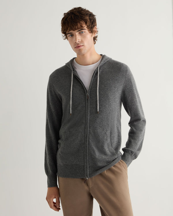 n.peal Men's Ladbroke Cashmere Hoodie In Elephant Grey
