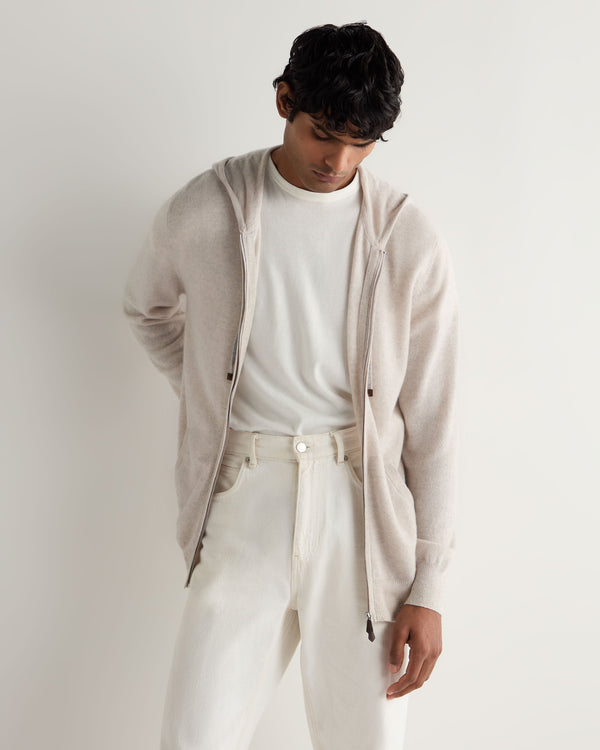 n.peal Men's Ladbroke Cashmere Hoodie In Pebble Grey