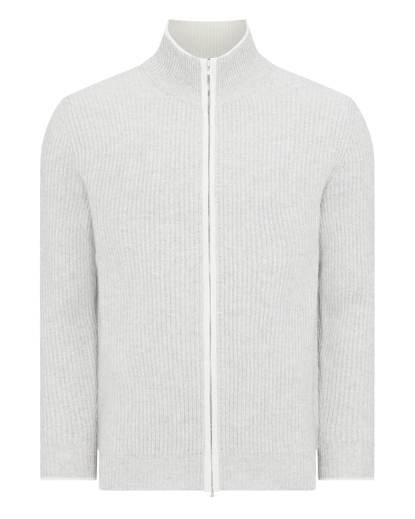 N.peal Men's Lambeth Rib Full Zip Cashmere Cardigan In Fumo Grey