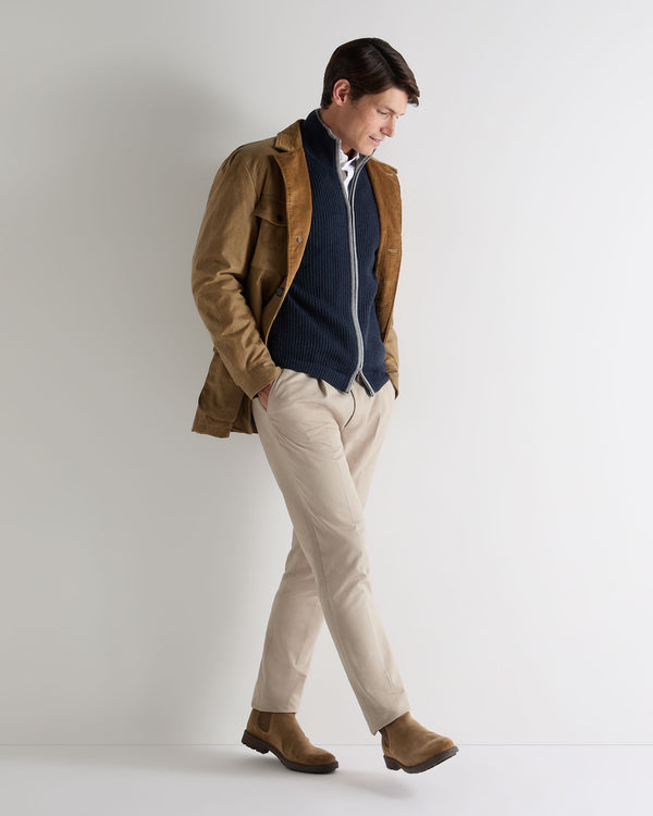 N.peal Men's Lambeth Rib Full Zip Cashmere Cardigan In Indigo Blue