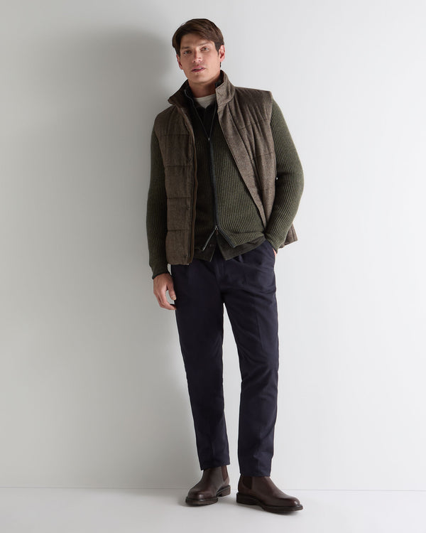 N.peal Men's Lambeth Rib Full Zip Cashmere Cardigan In Moss Green