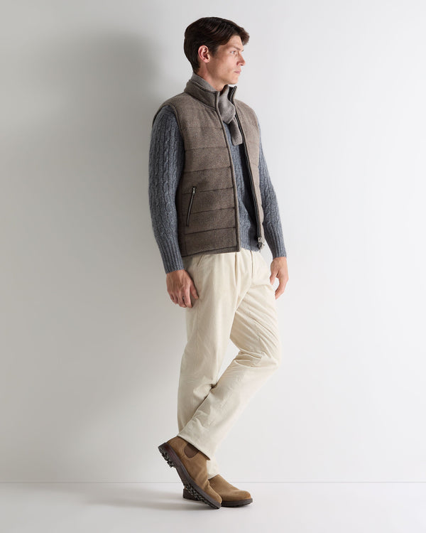 N.peal Men's Mall Herringbone Cashmere Gilet In Otter Brown