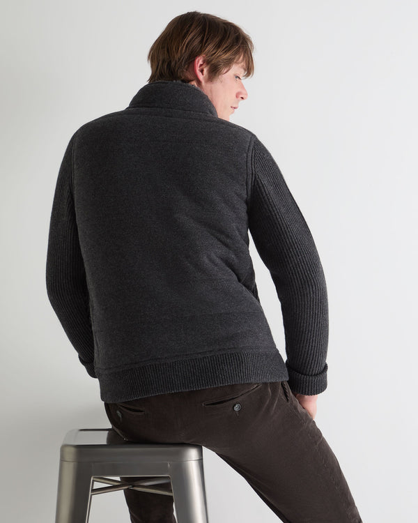 N.peal Men's Mall Padded Cashmere Jacket In Deep Charcoal Grey