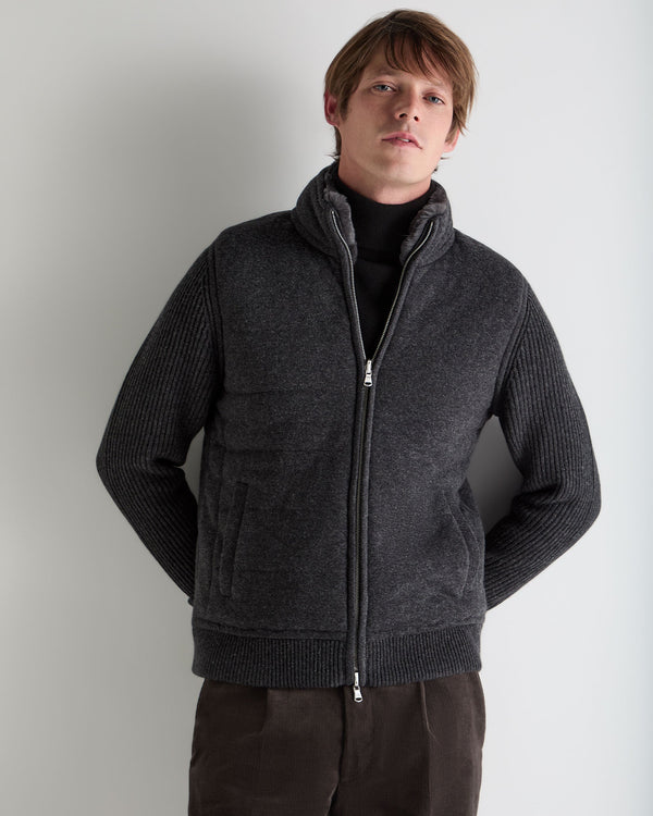 n.peal Men's Mall Padded Cashmere Jacket In Deep Charcoal Grey