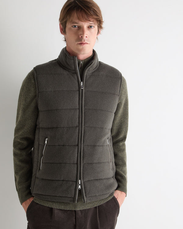 n.peal Men's Mall Reversible Cashmere Gilet In Arabica Khaki Green