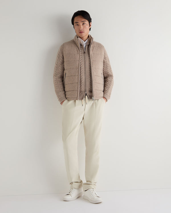 N.peal Men's Mall Reversible Cashmere Gilet In Oatmeal Brown