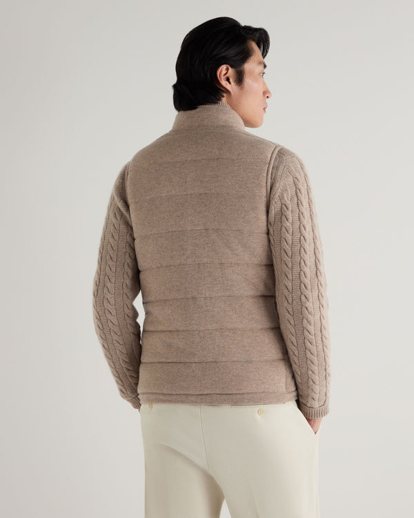 N.peal Men's Mall Reversible Cashmere Gilet In Oatmeal Brown