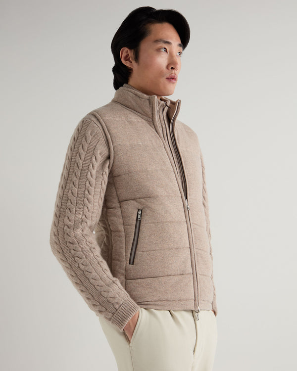 n.peal Men's Mall Reversible Cashmere Gilet In Oatmeal Brown