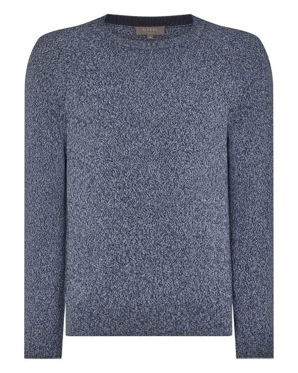 N.peal Men's Marl Cotton Cashmere Sweater In Blue Marl