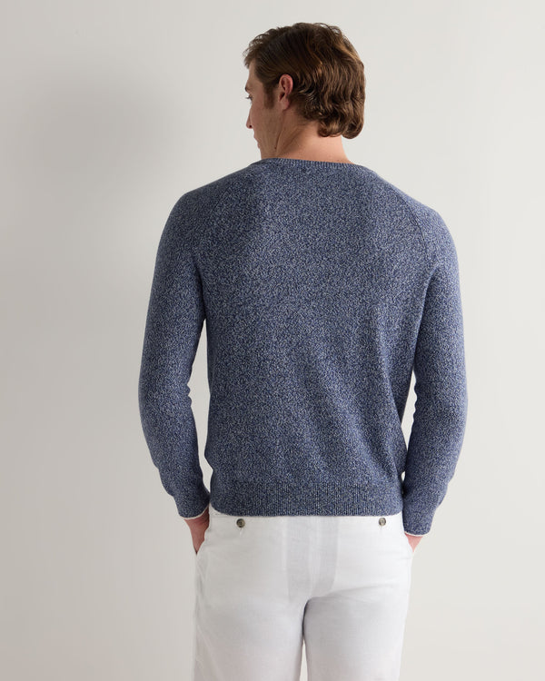N.peal Men's Marl Cotton Cashmere Sweater In Blue Marl