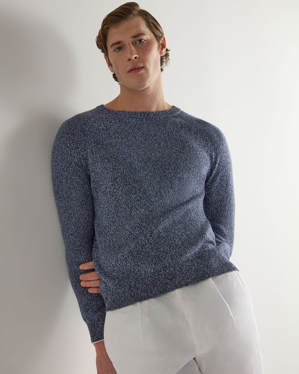 n.peal Men's Marl Cotton Cashmere Sweater In Blue Marl