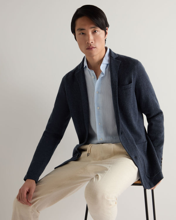 n.peal Men's Marlborough Fine Gauge Cashmere Jacket In Indigo Blue