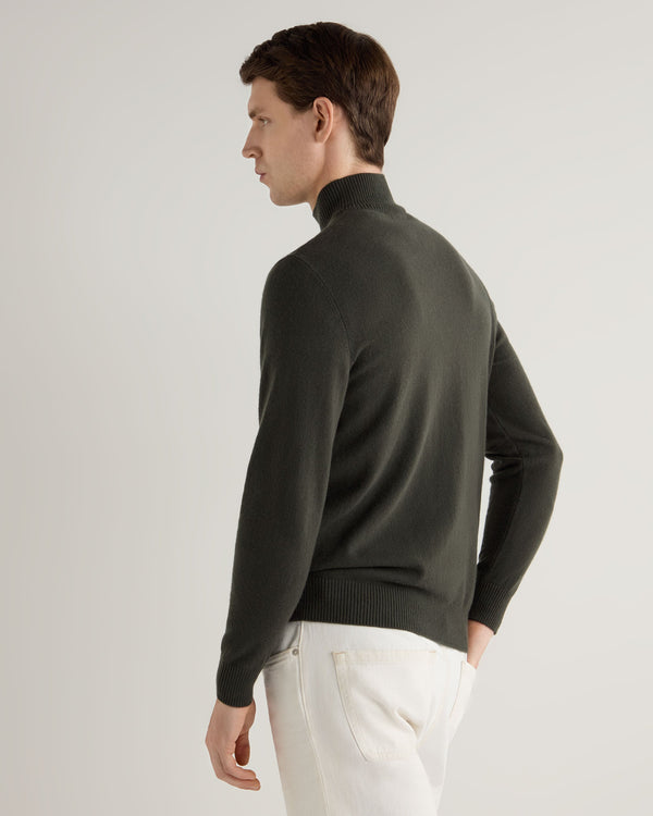 N.peal Men's Mayfair Turtle Neck Cashmere Sweater In Arabica Khaki Green