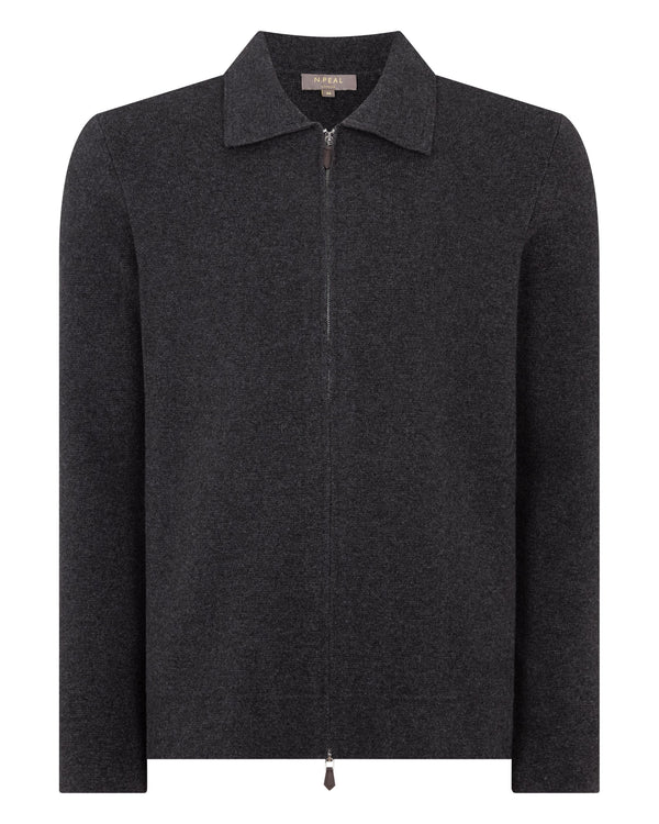 N.peal Men's Milano Cashmere Shirt In Deep Charcoal Grey